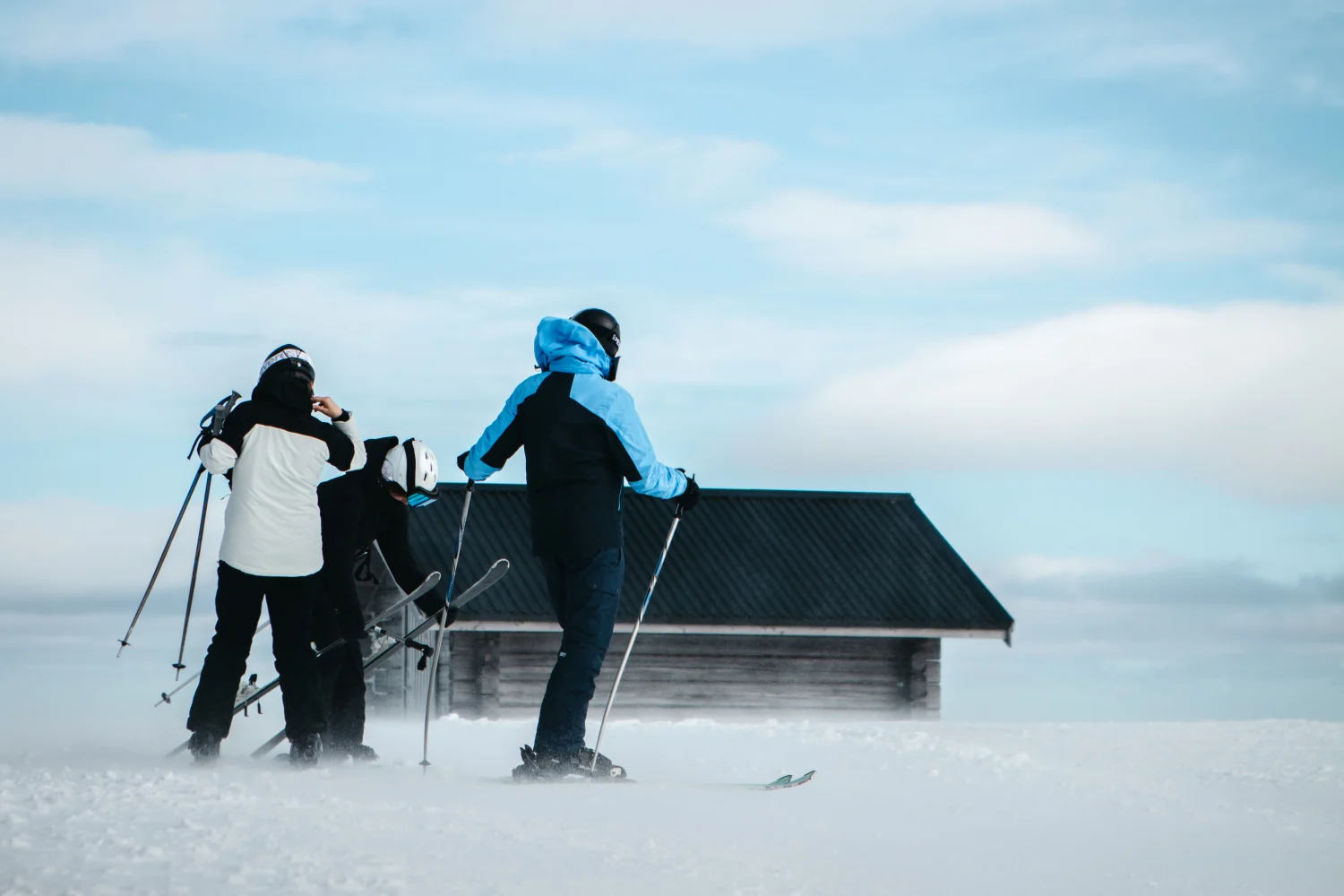 Skiers on the snowy mountain in Vemdalen